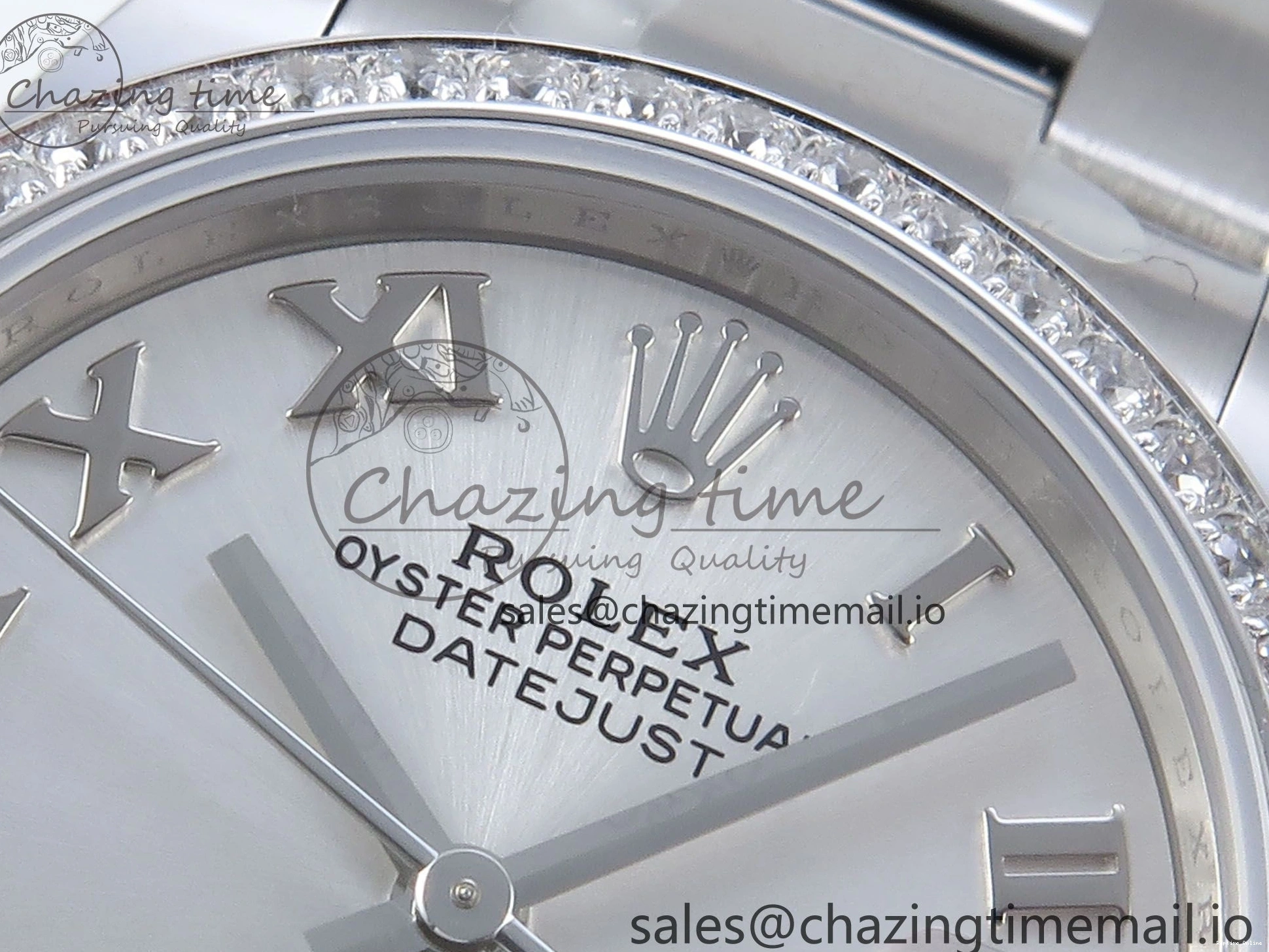 0511 Contemporary DateJust 31 278384RBR ARF 1:1 Best Edition 904L Steel Silver Roman Dial Diamonds Bezel on SS Oyster Bracelet ETA 423